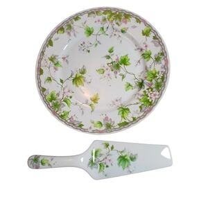 Monica Cake Plate & Knife Set Andrea by Sadek, two-piece set